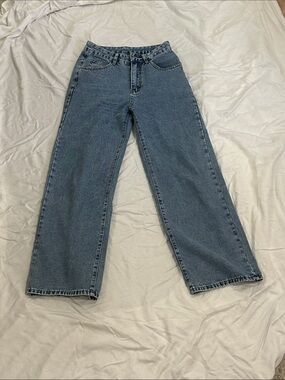 High-Rise Wide Leg Jeans in Light Blue
